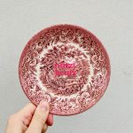 Wandteller Typo nützt ja nix vintage Herr Fuchs Wedgewood neonpink 14cm rot/burgund
