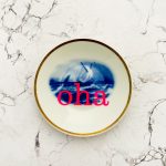 Wandteller Typo oha vintage Herr Fuchs mini neonpink blau 11cm Schiff Meer