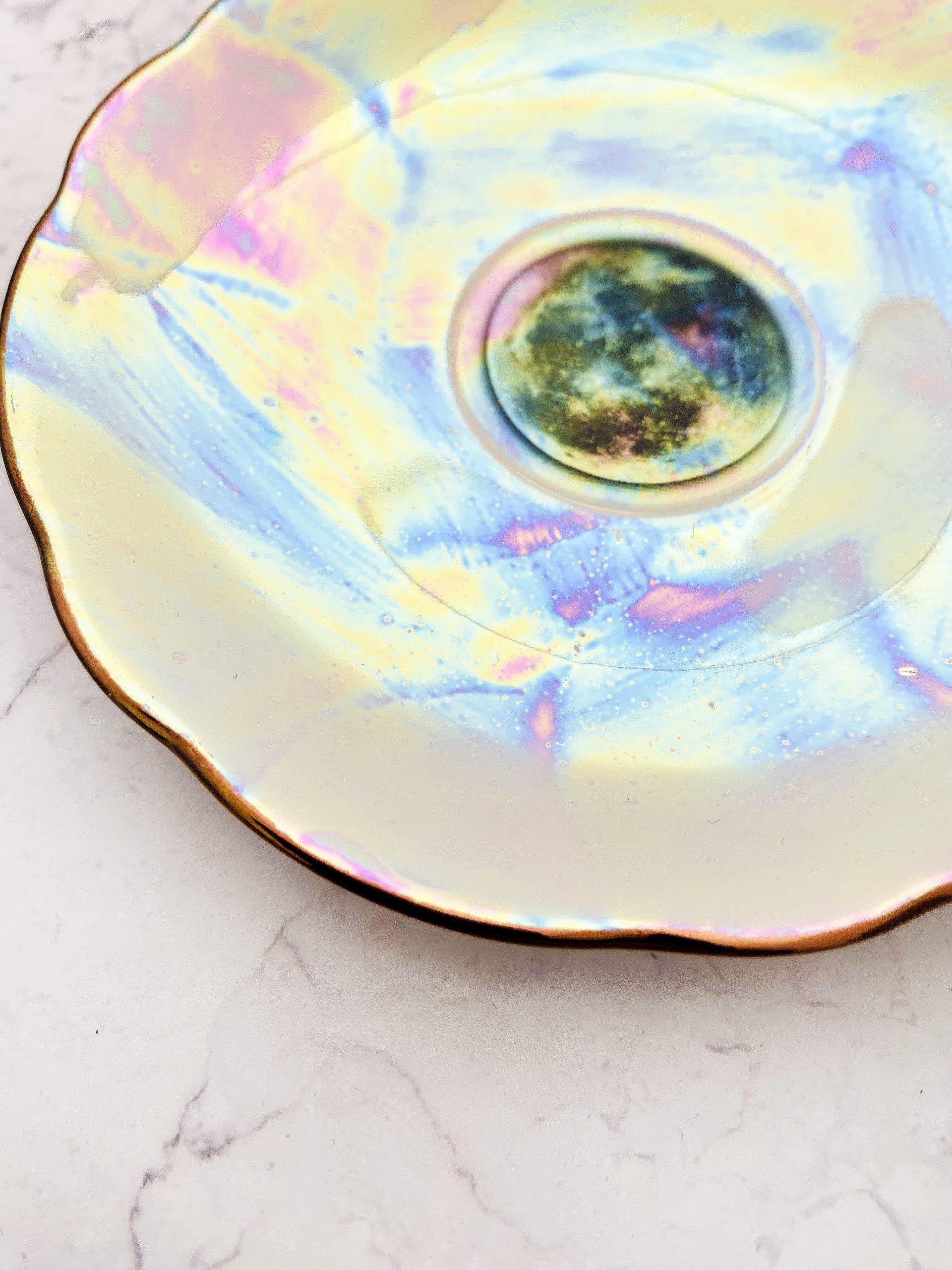 Wandteller Herr Fuchs Mond irisierend mini Regenbogen 11cm mini vintage Wohnen – Bild 2