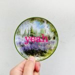 Wandteller Herr Fuchs Typo yeah grün  Blume mini neonpink 10cm vintage Wohnen