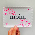 Wandteller Platte Herr Fuchs moin. Typo neon Punkte Kleckse 18cm pink vintage