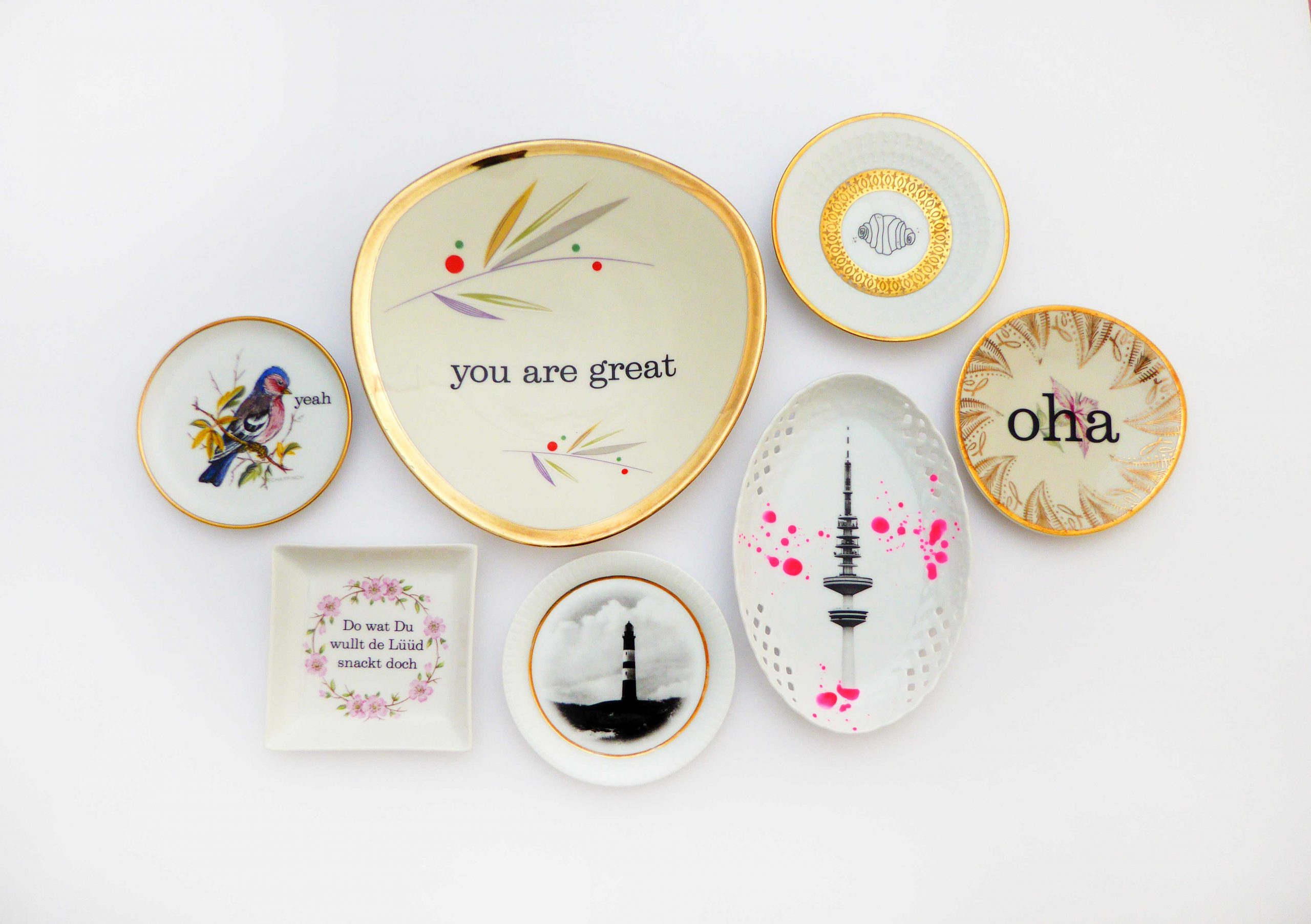 Wandteller Herr Fuchs Mond irisierend mini Regenbogen 11cm mini vintage Wohnen – Bild 3