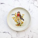 Wandteller Herr Fuchs yeah Typo Wohnen Vogel mini  Bluthänfling 10cm vintage
