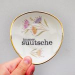 Wandteller Typo suutsche vintage Herr Fuchs Teller Gold Blumen Wohnen 11cm schnack mini