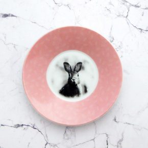 Wandteller Herr Fuchs Hase vintage Rosa Muster 10cm Wohnen