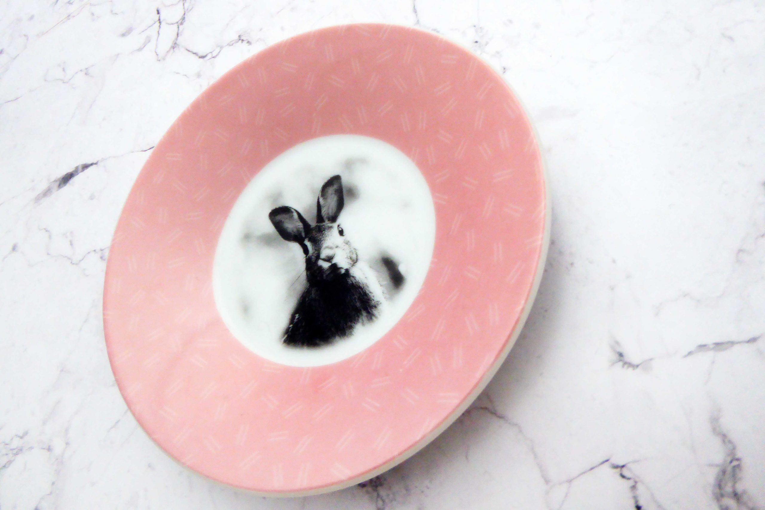 Wandteller Herr Fuchs Hase vintage Rosa Muster 10cm Wohnen – Bild 3