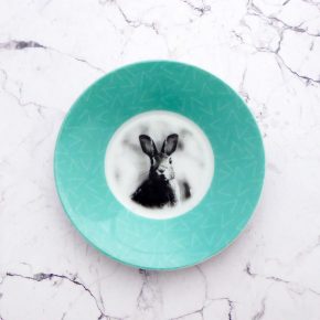 Wandteller Herr Fuchs Hase vintage Mint Muster 10cm Wohnen