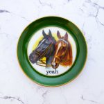 Wandteller Herr Fuchs yeah Typo Pferde mini 10cm Wohnen vintage gold grün