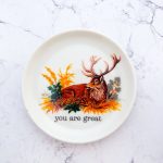 Wandteller you are great Typo Herr Fuchs mini 9cm weiß Wohnen Hirsch vintage