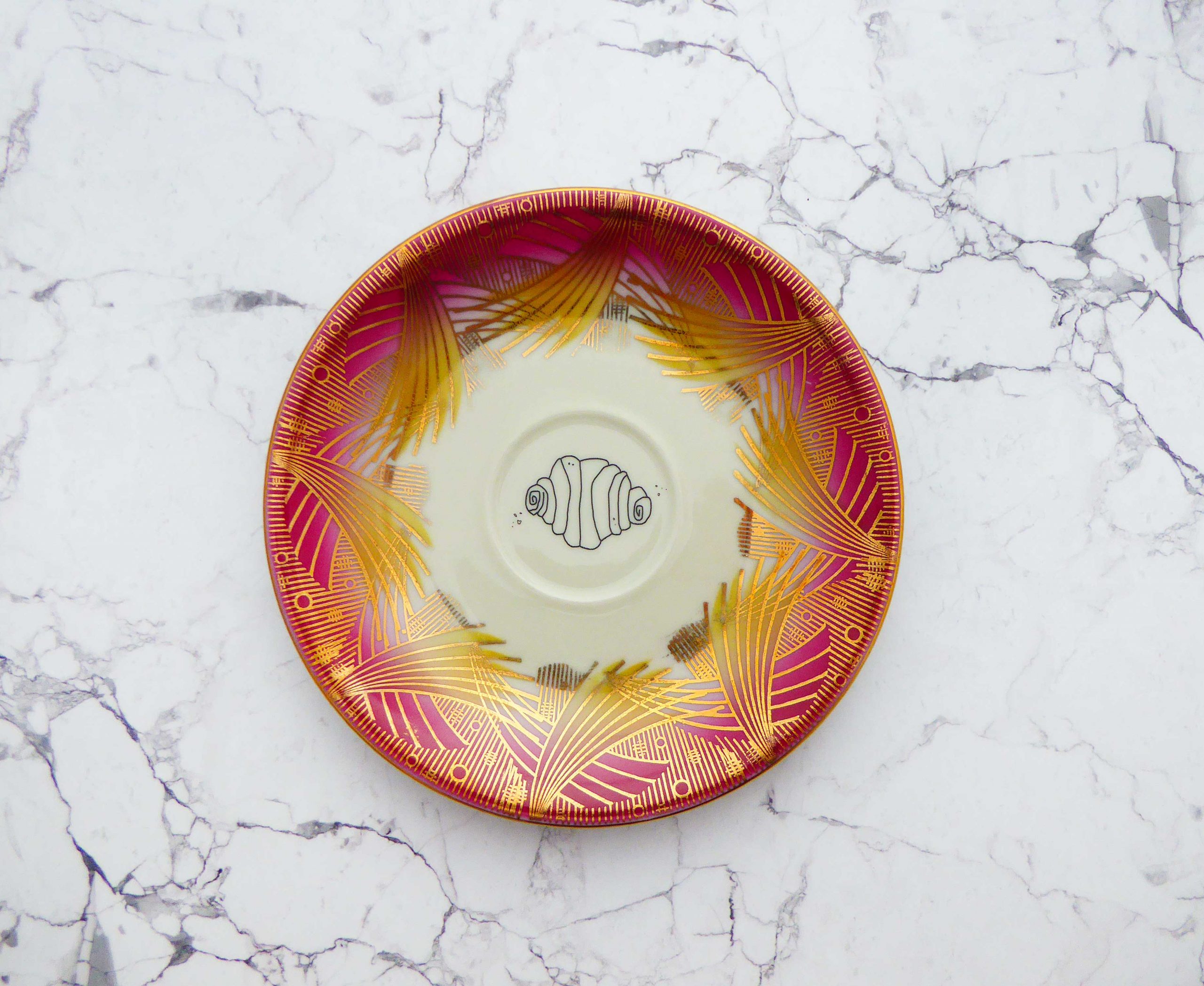 Wandteller Franzbrötchen vintage Herr Fuchs Teller Pink Gold 14cm Hamburg Wohnen – Bild 2