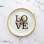 Wandteller Herr Fuchs Typo Love Gold mini 10cm Blumen wohnen vintage