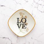 Wandteller Herr Fuchs Typo Love Gold mini 10cm Blumen eckig wohnen vintage