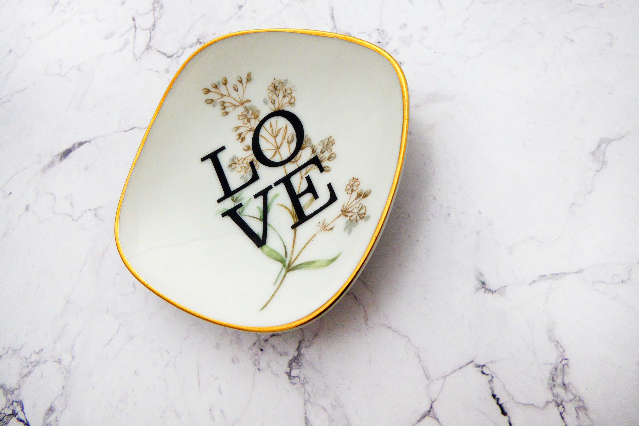 Wandteller Herr Fuchs Typo Love Gold mini 10cm Blumen eckig wohnen vintage – Bild 3