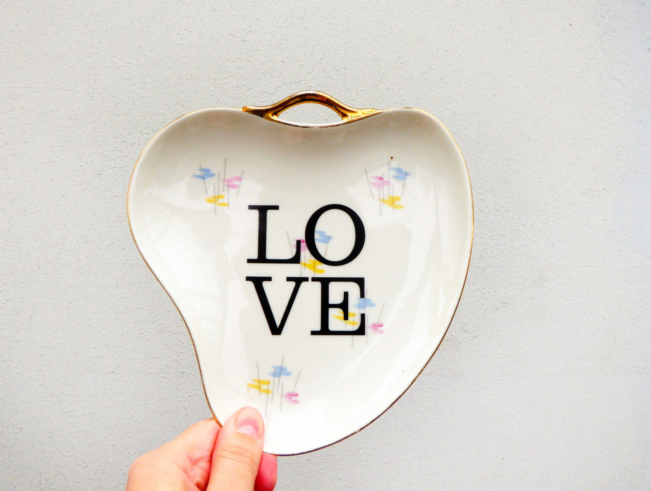 Wandteller Herr Fuchs Typo Love Gold mini 19cm Muster wohnen vintage oval – Bild 3