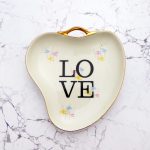 Wandteller Herr Fuchs Typo Love Gold mini 19cm Muster wohnen vintage oval