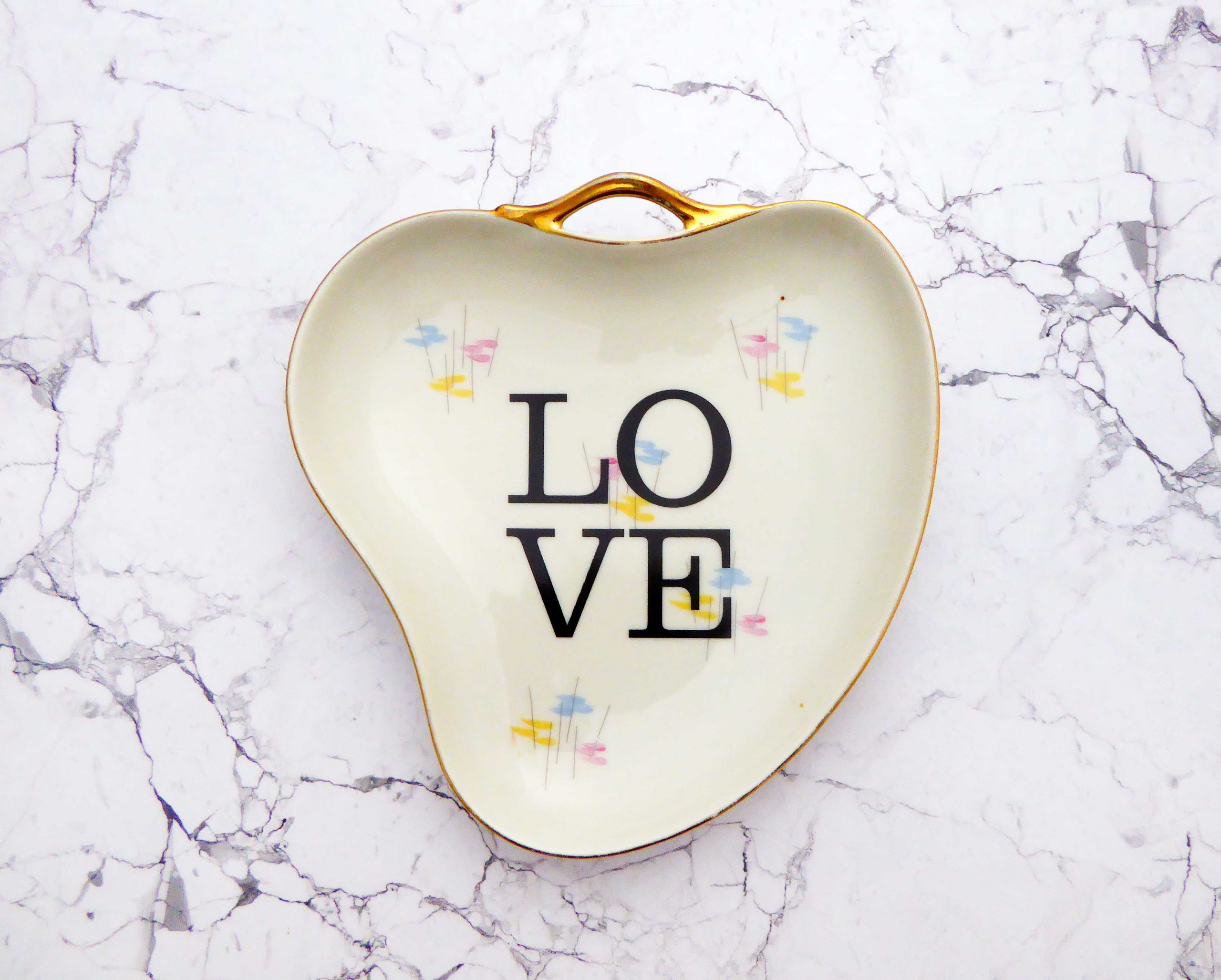 Wandteller Herr Fuchs Typo Love Gold mini 19cm Muster wohnen vintage oval