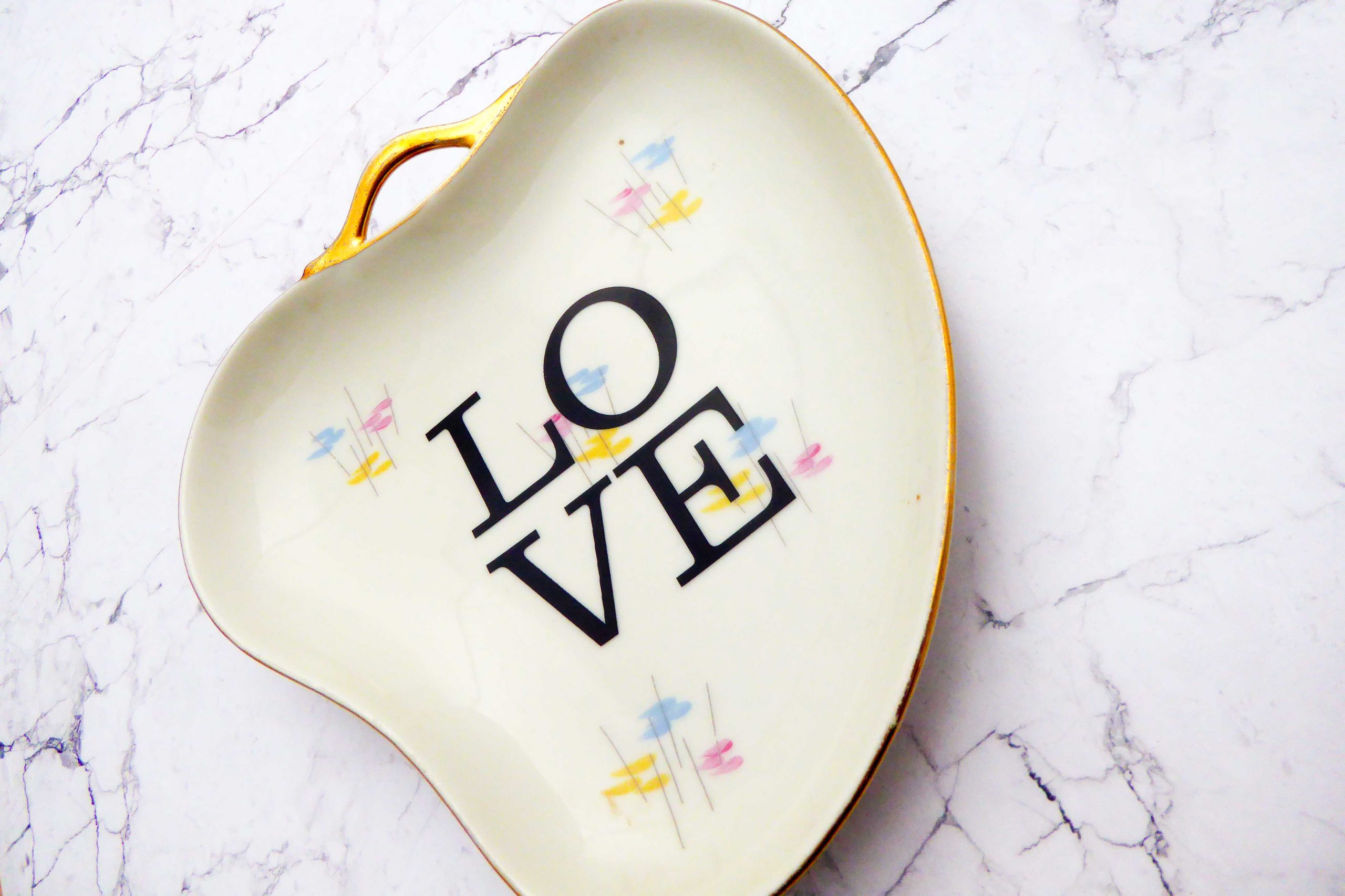 Wandteller Herr Fuchs Typo Love Gold mini 19cm Muster wohnen vintage oval – Bild 2