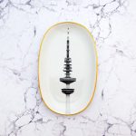 Wandteller Platte Herr Fuchs Schwalbe gold vintage 23cm wohnen Muster