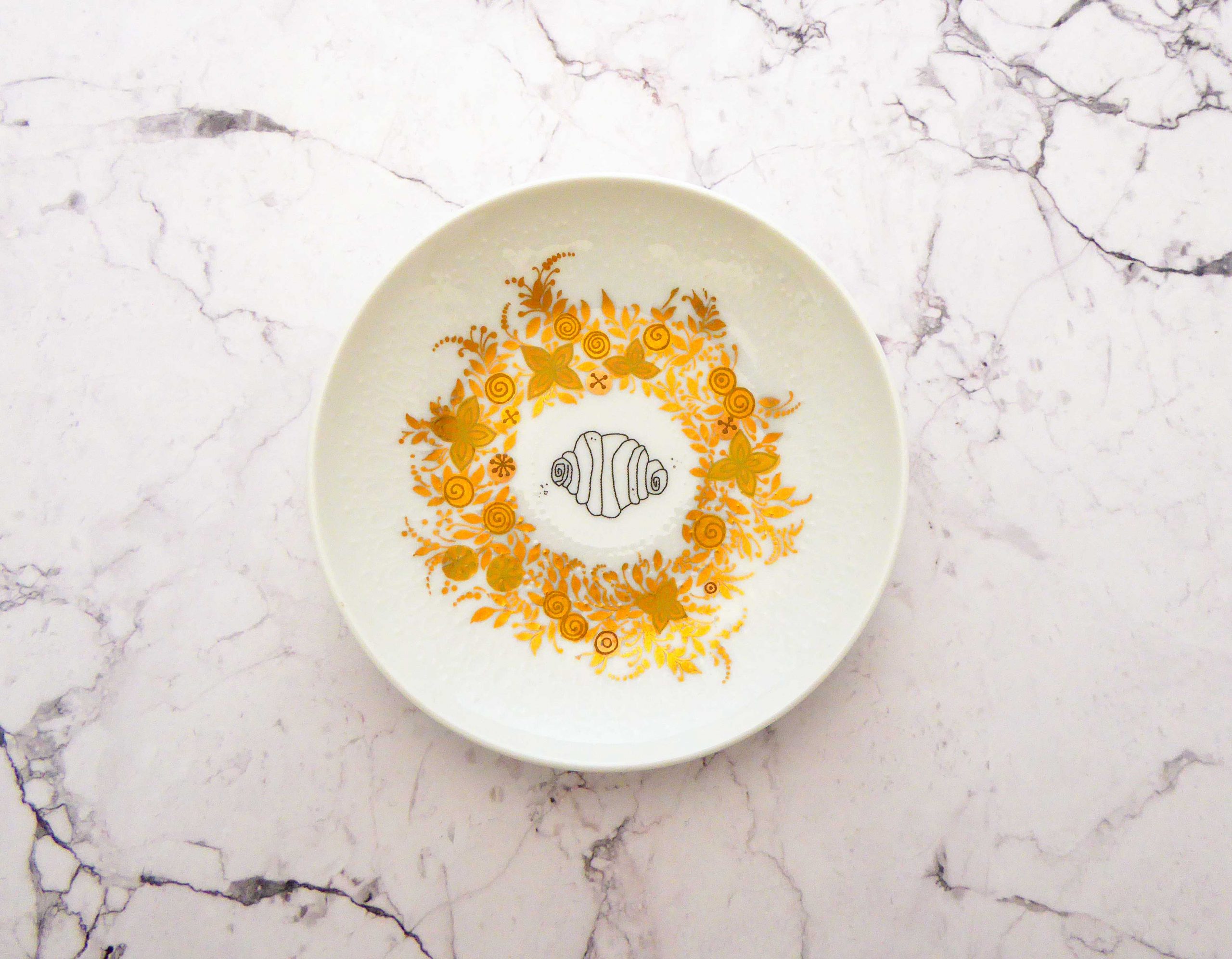 Wandteller Franzbrötchen vintage Herr Fuchs Gold 9cm Hamburg Wohnen Blumen