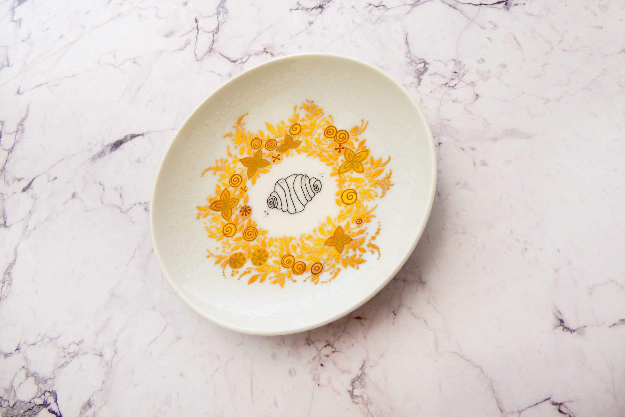 Wandteller Franzbrötchen vintage Herr Fuchs Gold 9cm Hamburg Wohnen Blumen – Bild 2