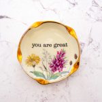 Wandteller Herr Fuchs Typo you are great Goldrand mini 8cm minimini Blumen vintage
