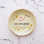 Wandteller Herr Fuchs Typo you are great Goldrand mini 10cm Blumen vintage Puschel