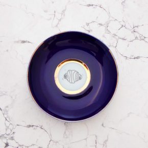 Wandteller Franzbrötchen vintage Herr Fuchs Teller Blau Gold 13cm Hamburg Wohnen