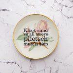 Wandteller plietsch Typo Herr Fuchs mini 11cm rosa Blumen Gold Magnolie vintage plattdeutsch