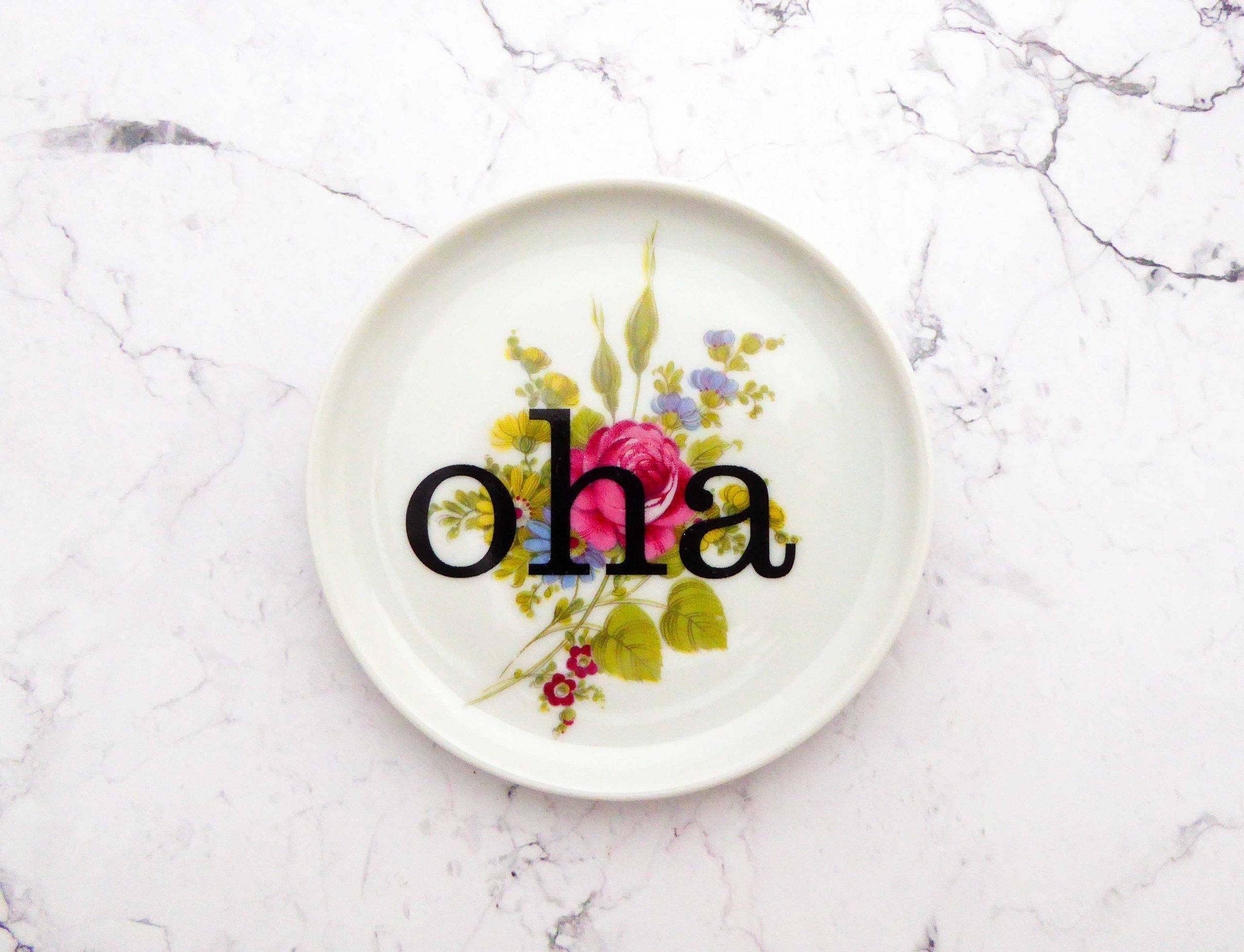 Wandteller oha Typo Herr Fuchs mini 9cm Blume Bunt Schnack vintage – Bild 3