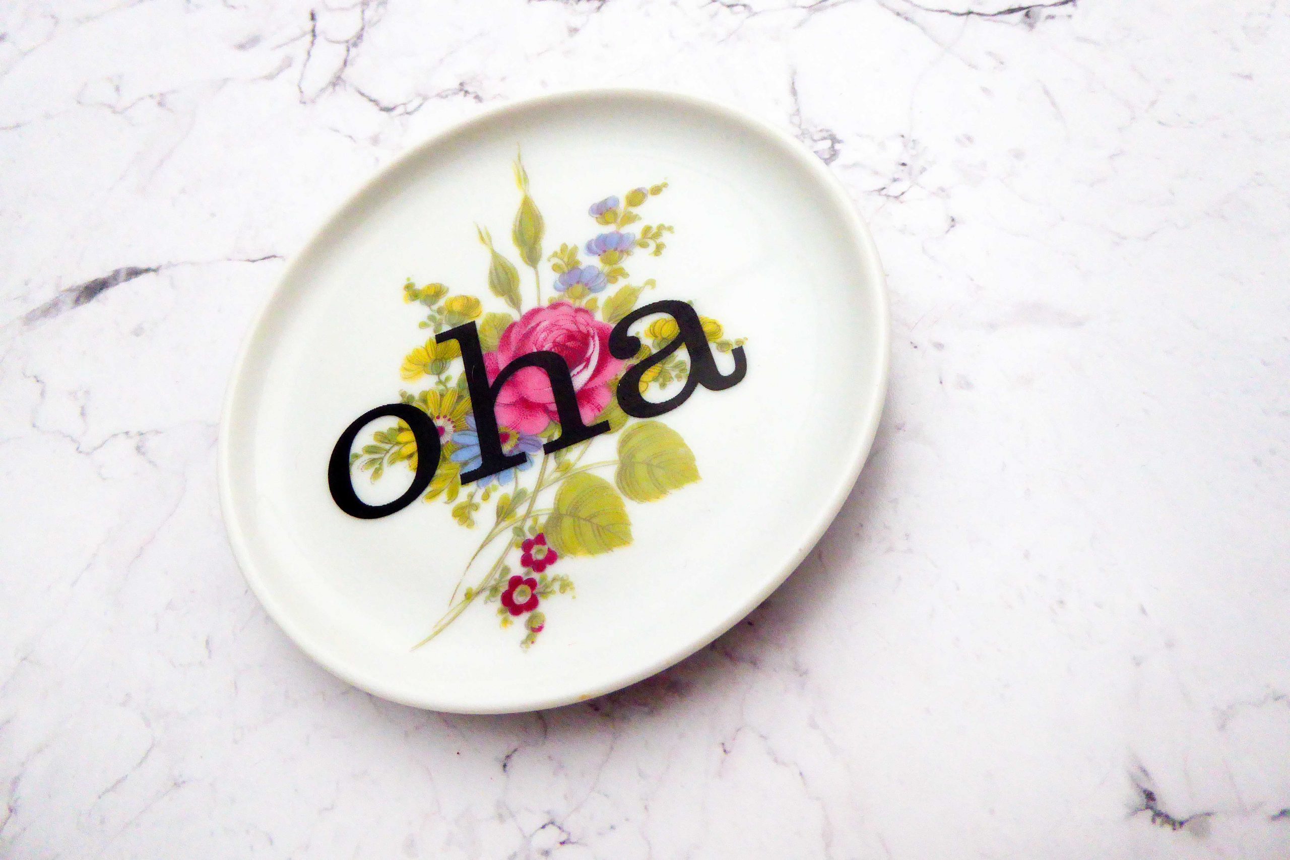 Wandteller oha Typo Herr Fuchs mini 9cm Blume Bunt Schnack vintage – Bild 2