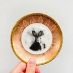 Wandteller Herr Fuchs Hase vintage gold rosa 12cm Wohnen Muster