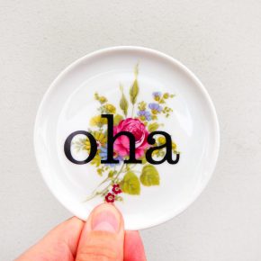 Wandteller oha Typo Herr Fuchs mini 9cm Blume Bunt Schnack vintage