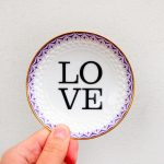 Wandteller Herr Fuchs Typo Love Gold Lila mini 10cm Muster wohnen vintage