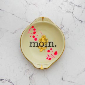 Wandteller moin. Typo Herr Fuchs mini 9cm neon Punkte Kleckse pink minimini Gold Blume