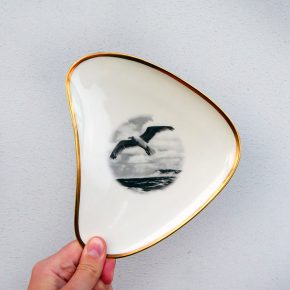 Wandteller Teller Herr Fuchs Möwe gold eckig 17cm vintage Wohnen