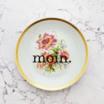 Wandteller moin. Typo Herr Fuchs Blumen  Goldrand 19cm vintage Bunt