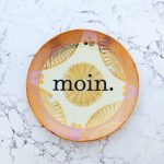 Wandteller moin. Typo Herr Fuchs Rosa Unikat Muster Goldrand 19cm vintage Punkte