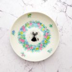 Wandteller Hase vintage Herr Fuchs Teller Rosa Grün mini 9cm Blumen