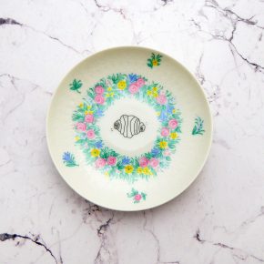 Wandteller Franzbrötchen vintage Herr Fuchs 9cm Hamburg Wohnen Blumen Bunt