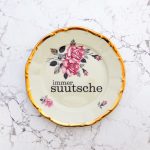 Wandteller Typo suutsche vintage Herr Fuchs Teller Rosa Gold Blumen Wohnen 19cm schnack