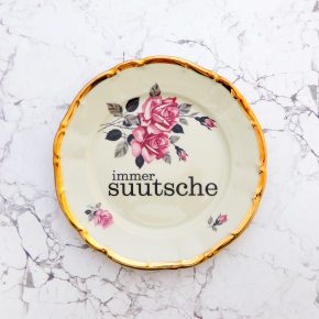 Wandteller Typo suutsche vintage Herr Fuchs Teller Rosa Gold Blumen Wohnen 19cm schnack