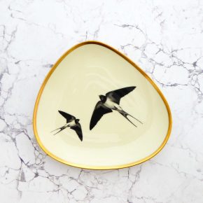 Wandteller Platte Herr Fuchs Schwalbe gold vintage 19cm Wohnen