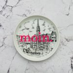 Wandteller Typo moin. vintage Herr Fuchs mini neonpink 10cm Nicolaifleet Hamburg HH