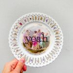 Wandteller yeah Typo Herr Fuchs Durchbruch Gold 19cm Gemälde vintage