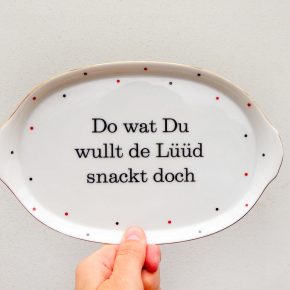 Wandteller Typo Do wat du wullt vintage Herr Fuchs Platte Wohnen 22cm Unikat Punkte Gold