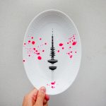 Wandteller Platte Herr Fuchs Hamburger Fernsehturm Neon Kleckse Punkte 23cm Muster #perfekt