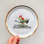 Wandteller Typo suutsche vintage Herr Fuchs Teller Vogel Wohnen 19cm schnack
