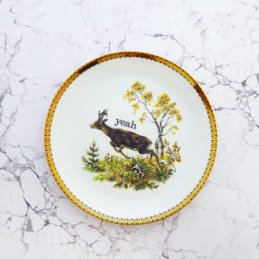 Wandteller Typo yeah vintage Herr Fuchs Teller Reh 19cm gold