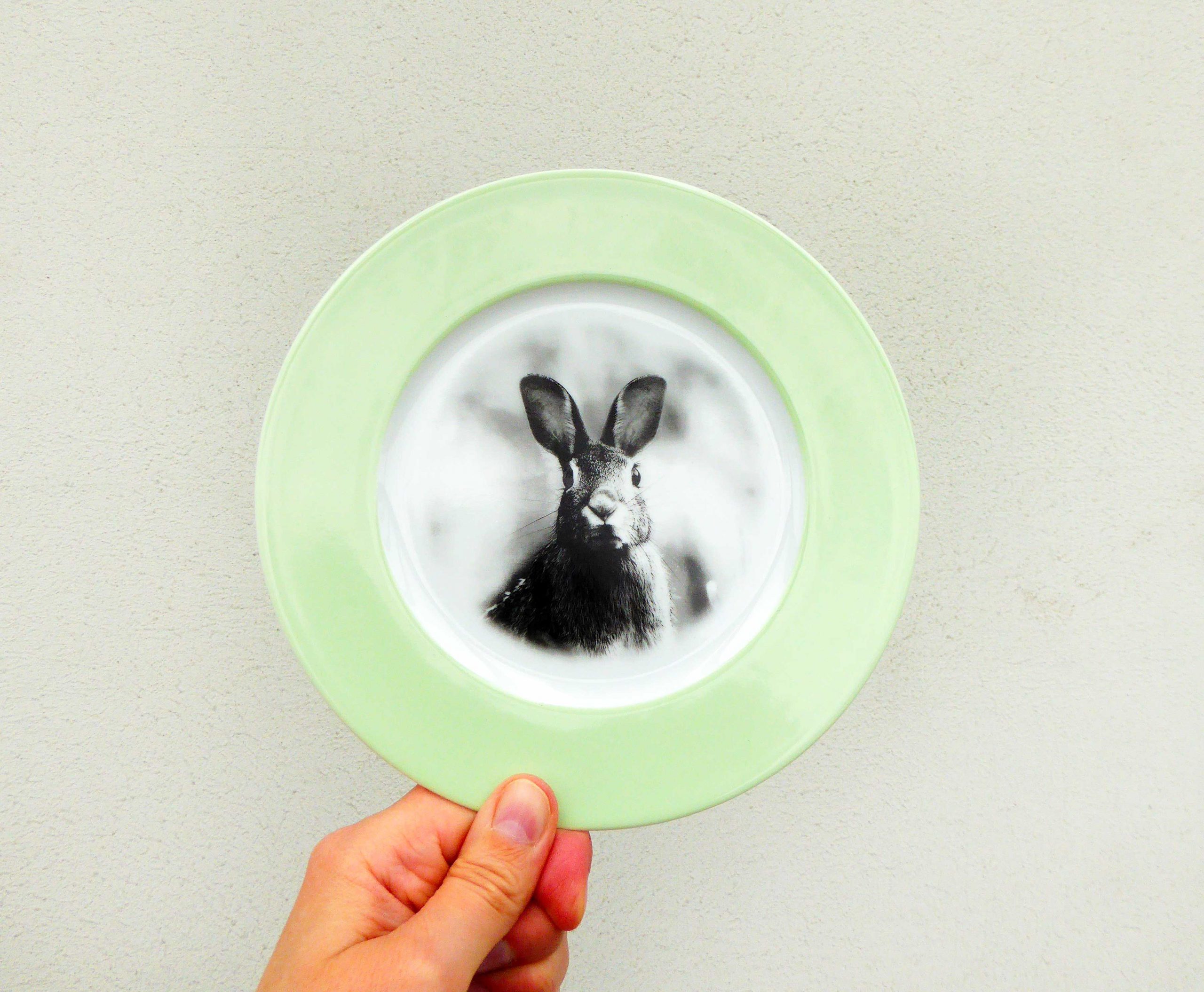 Wandteller Hase vintage Herr Fuchs Teller Wohnen 17cm Mint – Bild 2