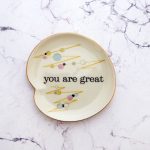 Wandteller you are great vintage Herr Fuchs Teller klein mini 11cm Grafik gold Punkte Muster